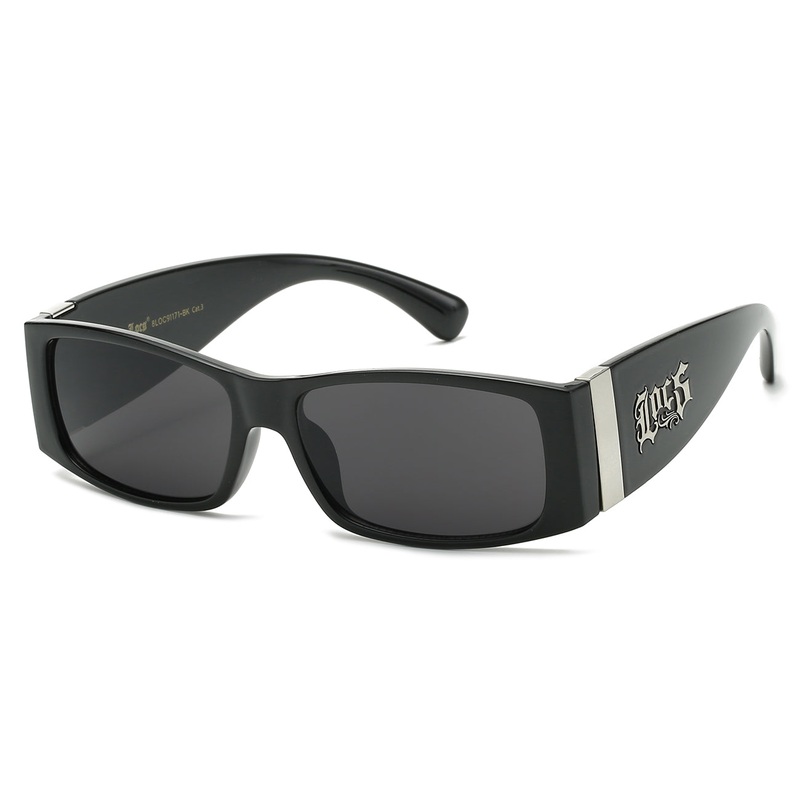 Locs Matte Black Wrap Sunglasses – Wood Print Design