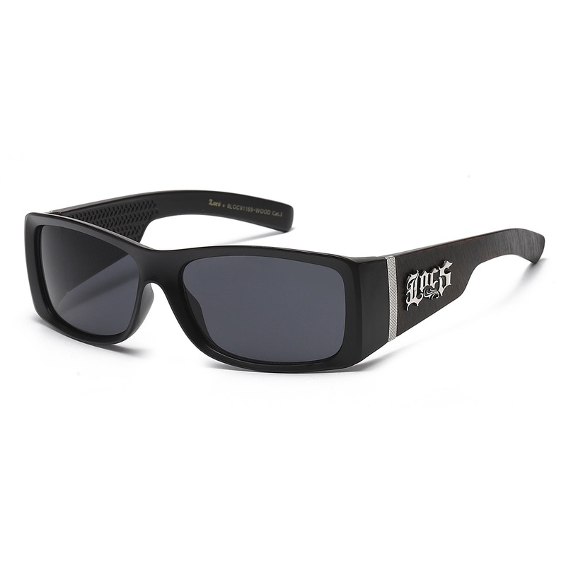 Locs Wood Grain Wrap Sunglasses – Matte Black