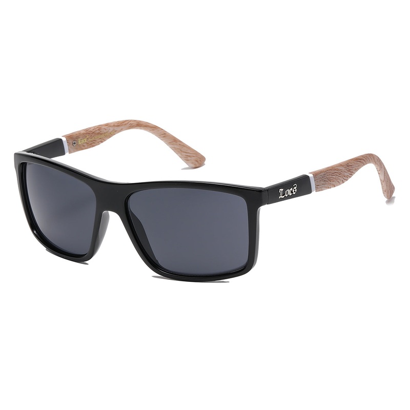 Wood Print Wrap Sunglasses – Matte Black