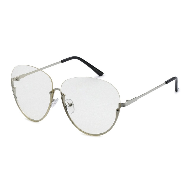METAL HALF FRAME CLEAR LENS FASHION GLASSES
