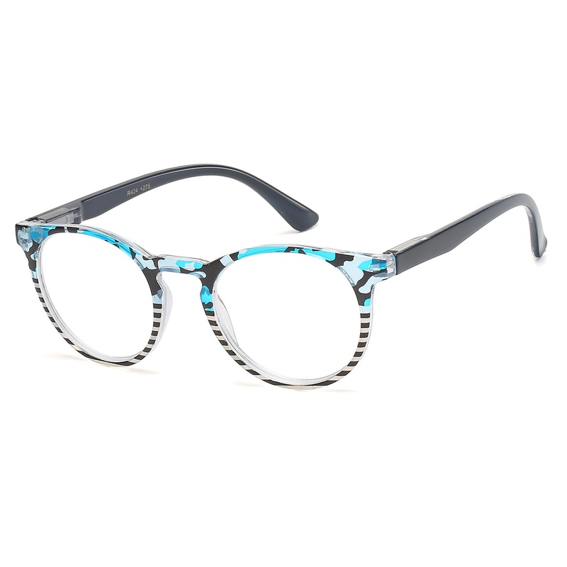 Stylish Portable Textured Black Oval Reading Glasses