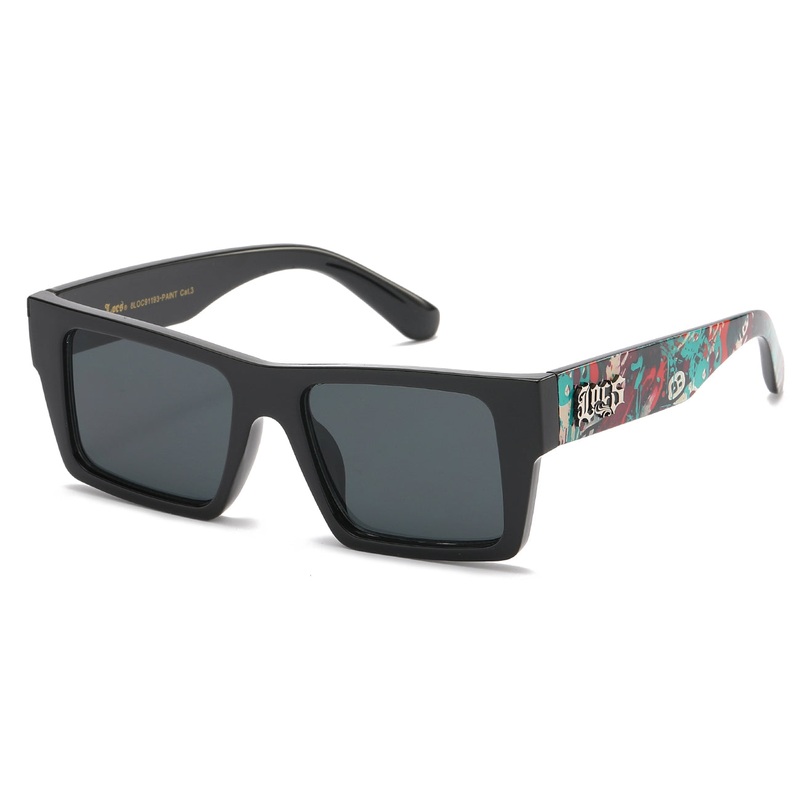 Locs Graffiti Print Sunglasses – Black