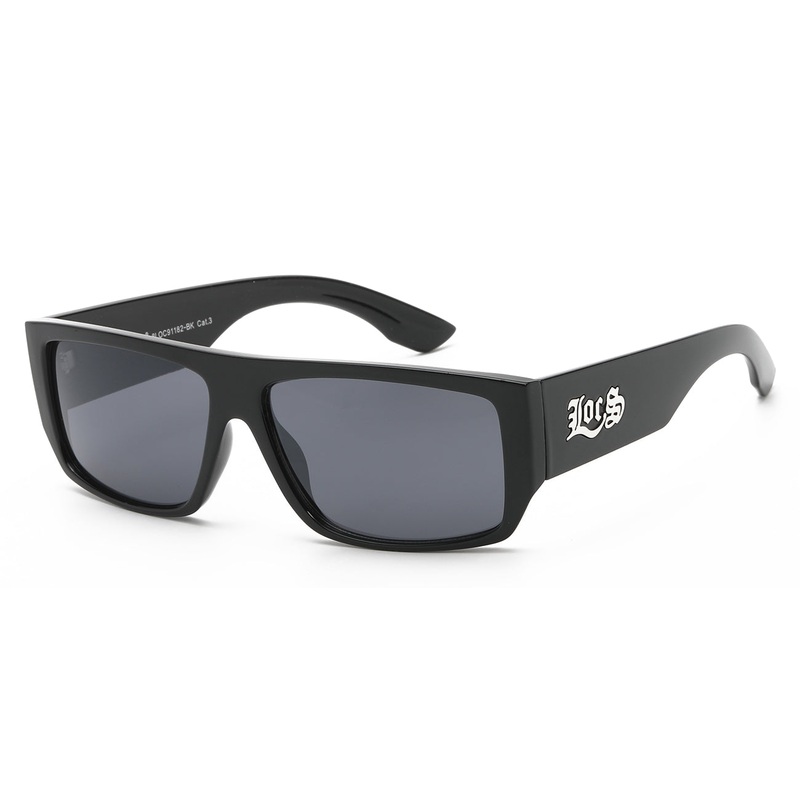Locs Matte Black Wood Print Square Sunglasses