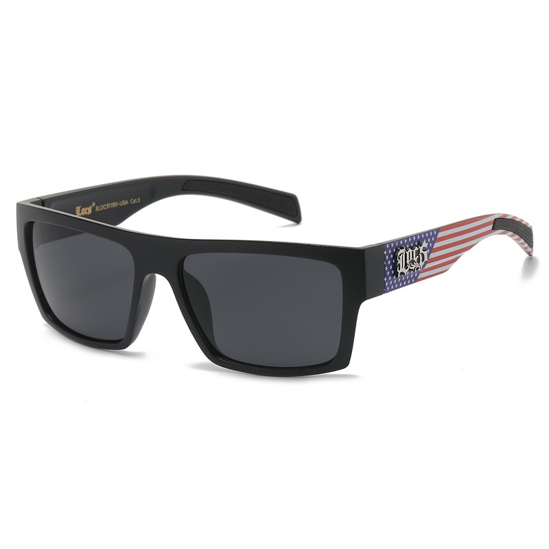 Locs Wood Print Wrap Sunglasses – Matte Black