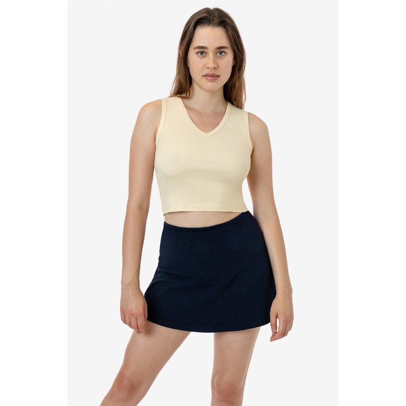 4357 – Baby Rib Sleeveless V-Neck Crop Tank