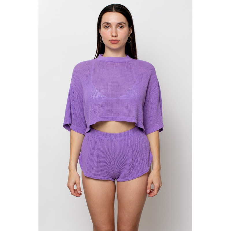 RIN331GD – Cotton Fishnet Garment Dye Crop Top