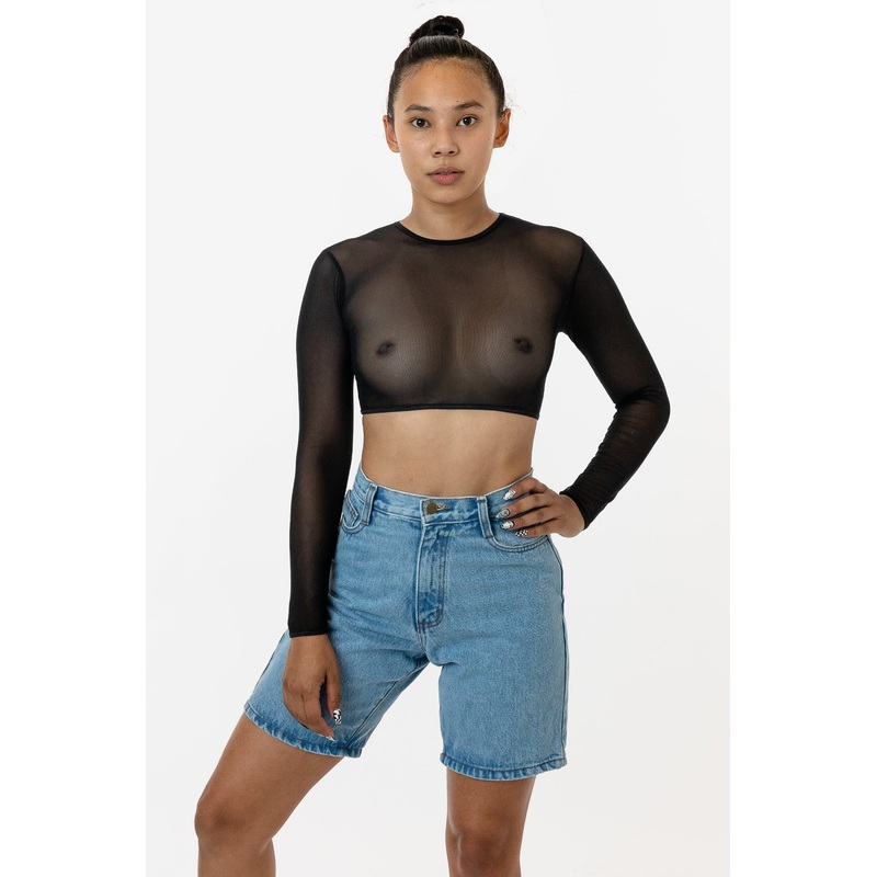 RNS079 – Micro Mesh Long Sleeve Crop Top