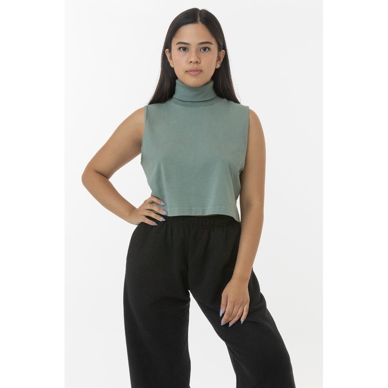 18323GD – Garment Dye Sleeveless Turtleneck Crop Top