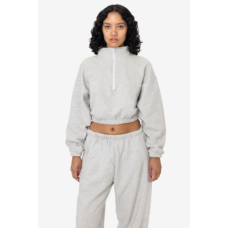 CF396 – Cotton Fleece Half Zip Cropped Pullover
