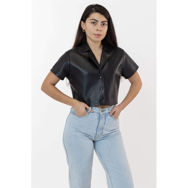 RLH3021 – Leather Cropped Camp Collar Shirt