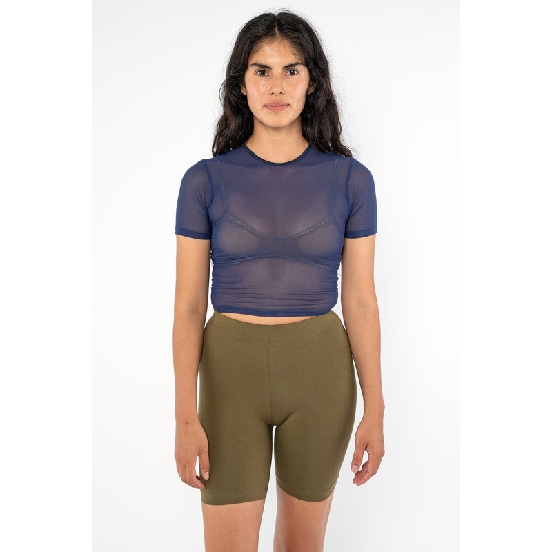 RNS078 – Micromesh Short Sleeve Crop Top Tee Shirt