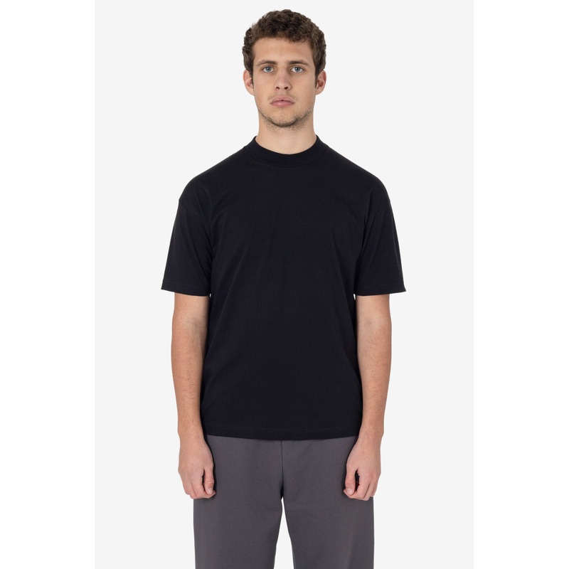 2017MN – 6.0oz Mock Crew Neck Heavy Combed Cotton T-Shirt