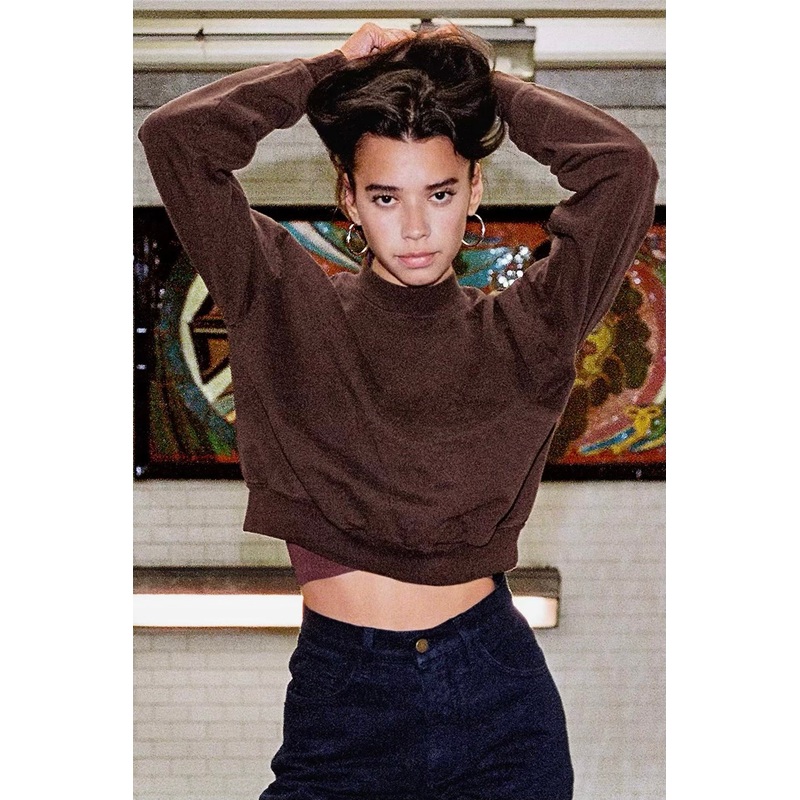 HF06 – Heavy Fleece Cropped Mock Neck Pullover (Garment Dye)