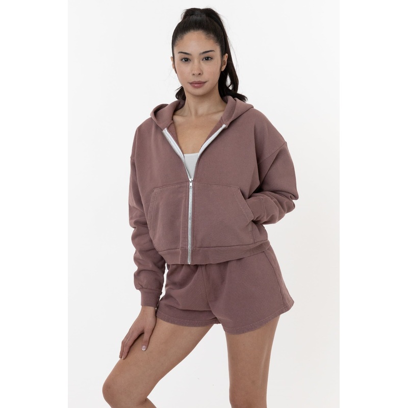 HF16 – Heavy Fleece Cropped Zip-Up Hoodie (Garment Dye)