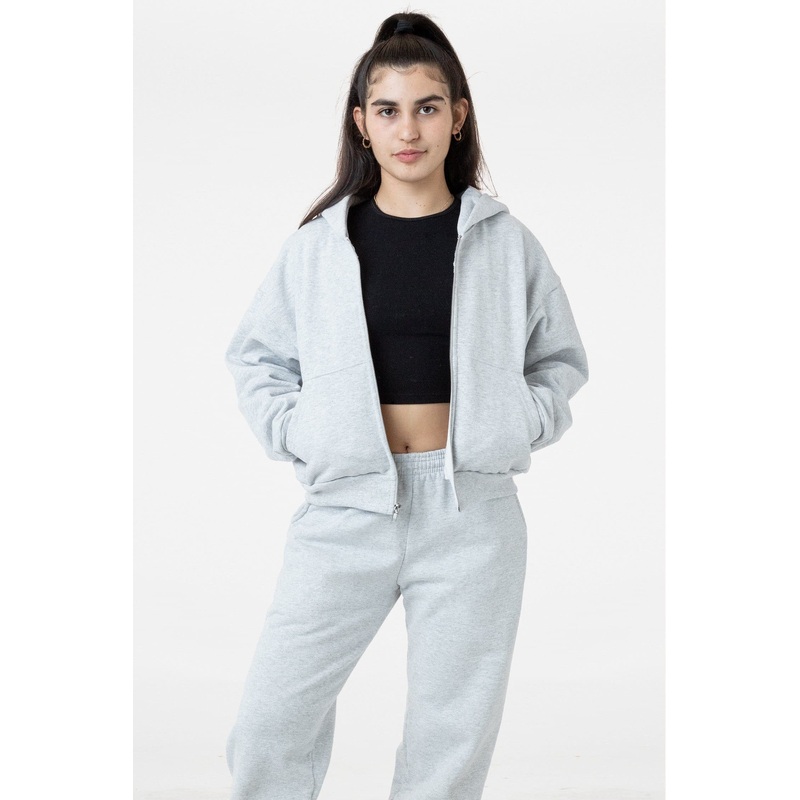 HF16 – Heavy Fleece Cropped Zip-Up Hoodie (Piece Dye)