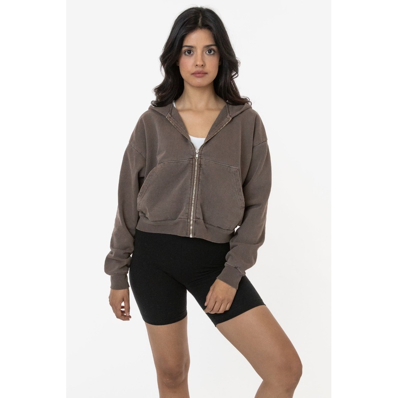 HF16 – Heavy Fleece Cropped Zip-Up Hoodie (Pigment Dye)