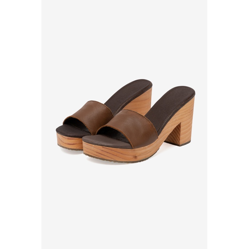 WOODSNDL02 – Wooden Mule Heel Sandal