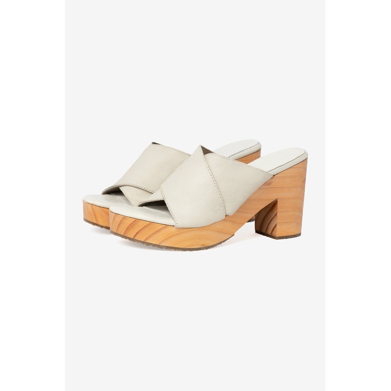 WOODSNDL03 – Crossover Mule Wooden Heel Sandal