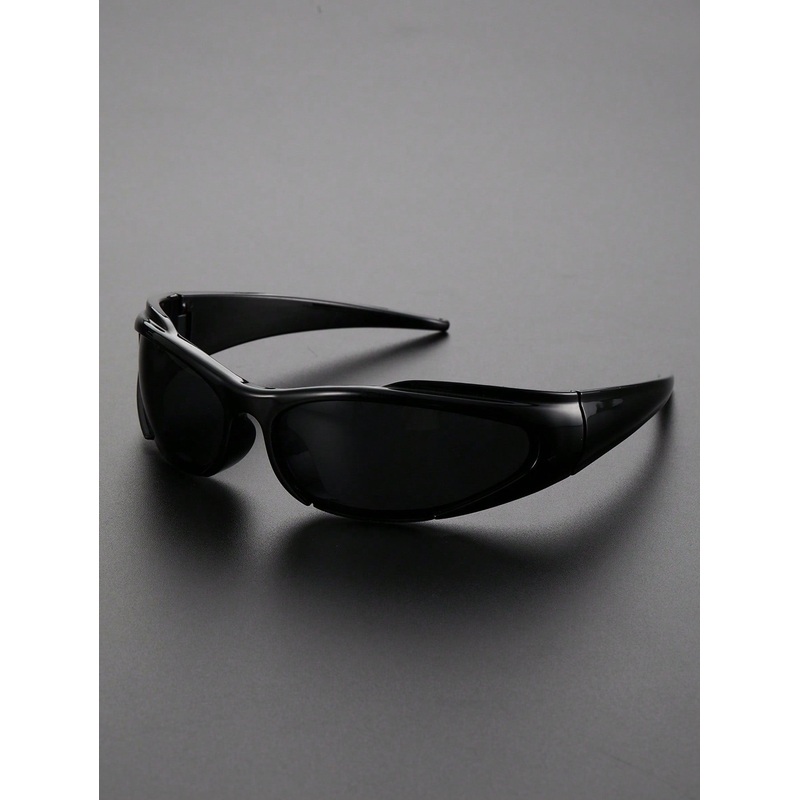 1pc Men Black Sports Around Geometric Frame Fashion Sunglasses For Camping Cycling Fishing Classic Clothing Accessories