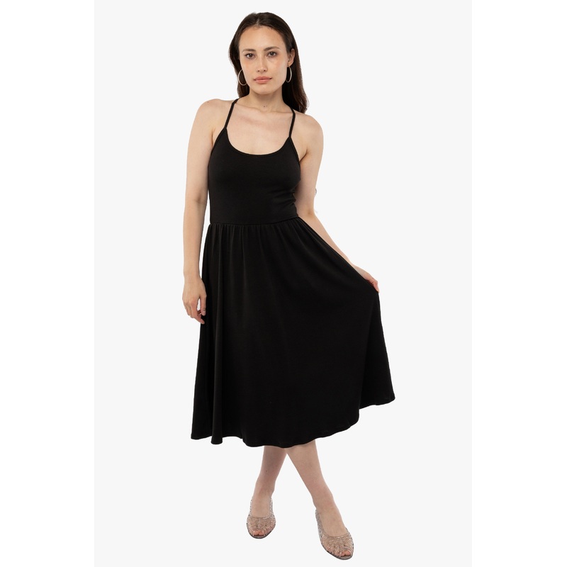 43208X – Baby Rib Cross Back Summer Midi Dress