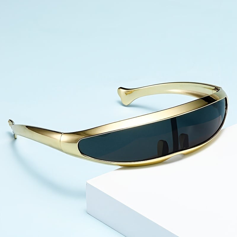 Men’S Futuristic Stylist One-Piece Pc 100% Uv Protection Sunglasses JN523