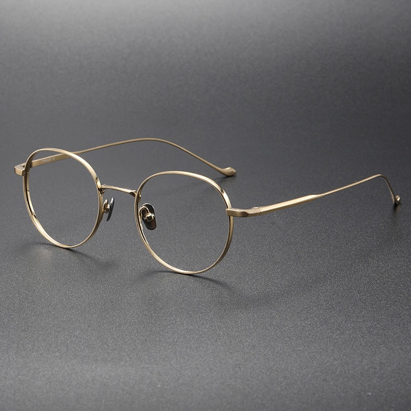 Steele Titanium Vintage Round Eyeglasses Frame