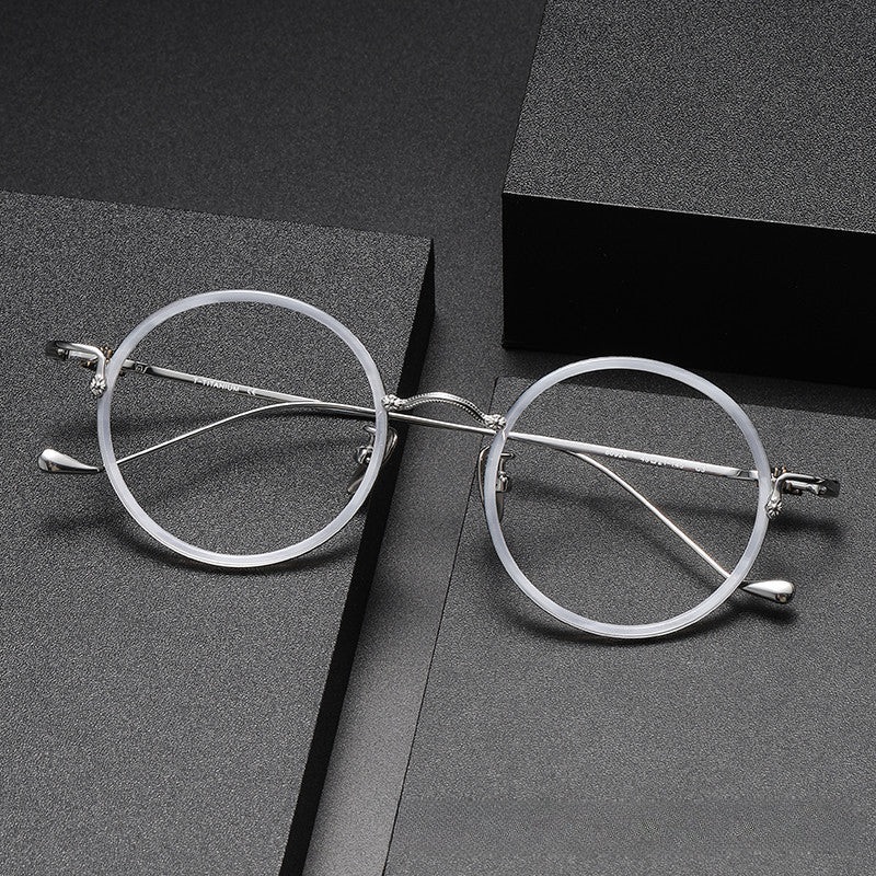 Violet Titanium Vintage Round Eyeglasses Frame