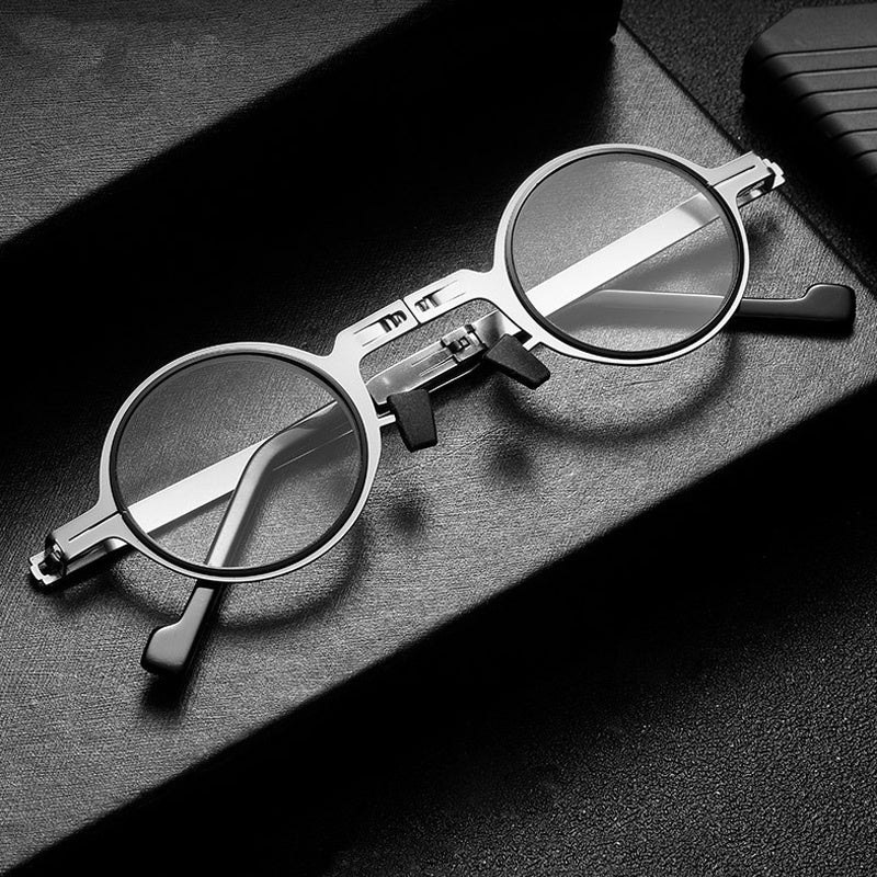 ANTI-BLUE LIGHT FOLDABLE METAL FRAME ULTRA-THIN ROUND READING GLASSES-PJ
