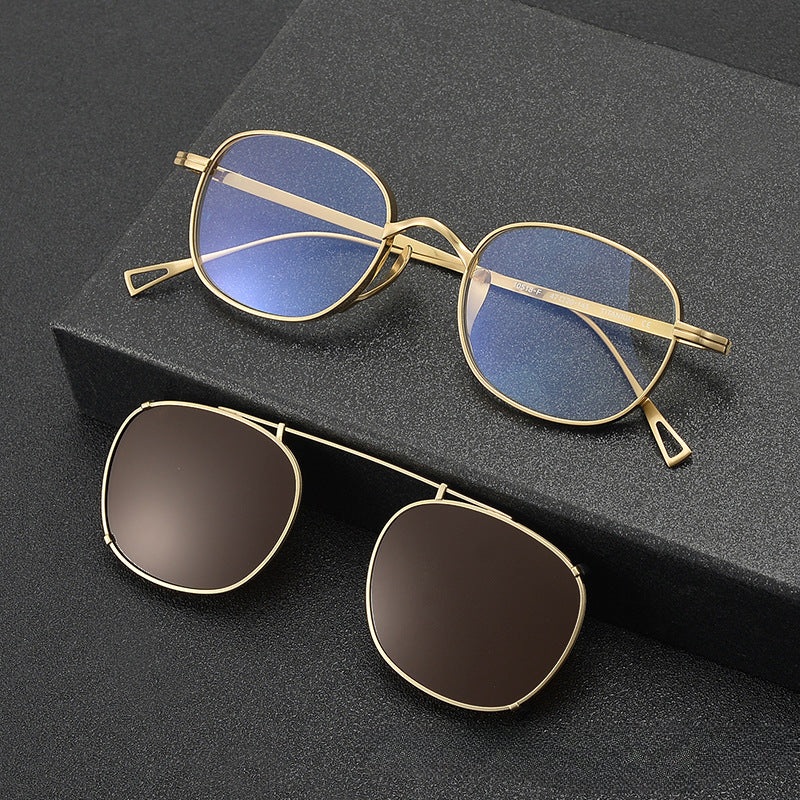 Aceto Titanium Vintage Eyeglasses Frame With Sunglasses Clips