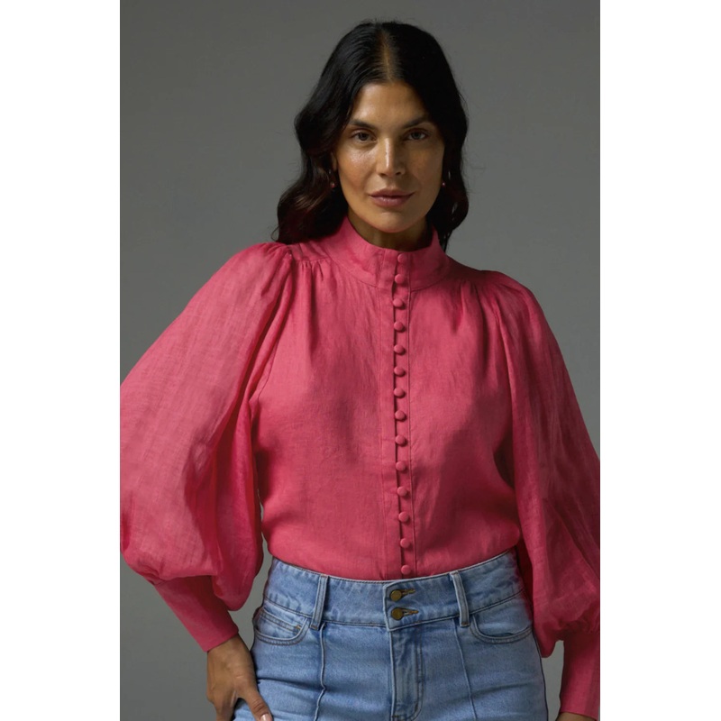 Atlas Punch Front Button LS Blouse