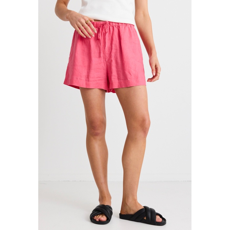 Drift Fuchsia Linen Pull On Shorts