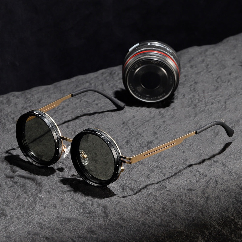 Engel Retro Round Steampunk ND Dimming Sunglasses