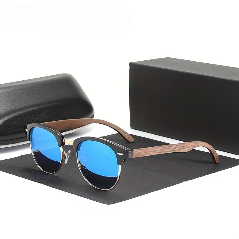 Handmade Black Walnut Fashion Glasses Polarizing Protective Half-frame Retro Glasses for Men And Women