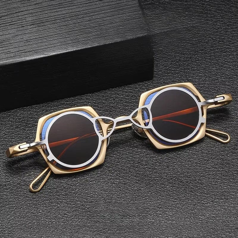Hux Geometric Titanium Glasses Frame With Magnetic Sunglasses Clips
