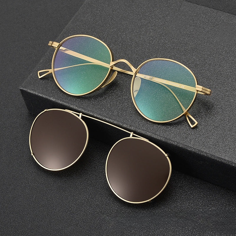 Jaklin Titanium Vintage Eyeglasses Frame With Sunglasses Clips