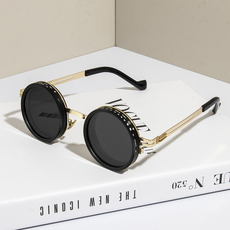 Jang Retro Round Steampunk ND Dimming Sunglasses