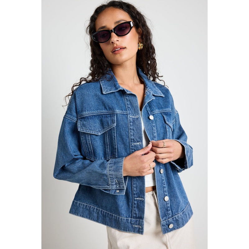 Lifelong Mineral Blue Oversized Denim Jacket