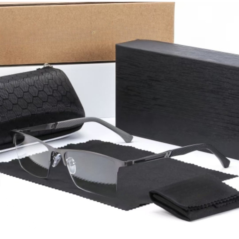 MEN’S RETRO HALF-FRAME ANTI-BLUE LIGHT READING GLASSES