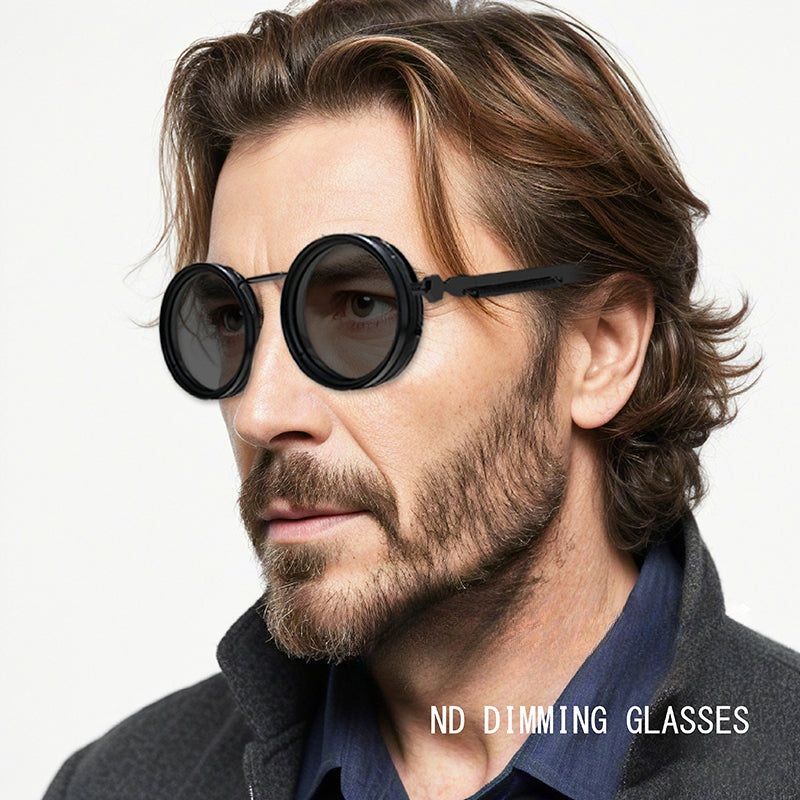 Moss Retro Round Steampunk ND Dimming Sunglasses