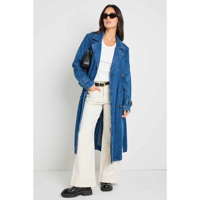 Origin Storm Blue Denim Trench Coat