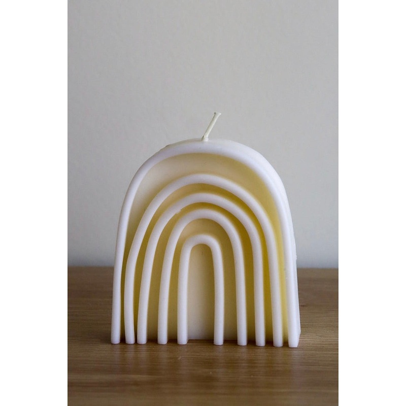 Rainbow Small Decorative White Unscented Candle