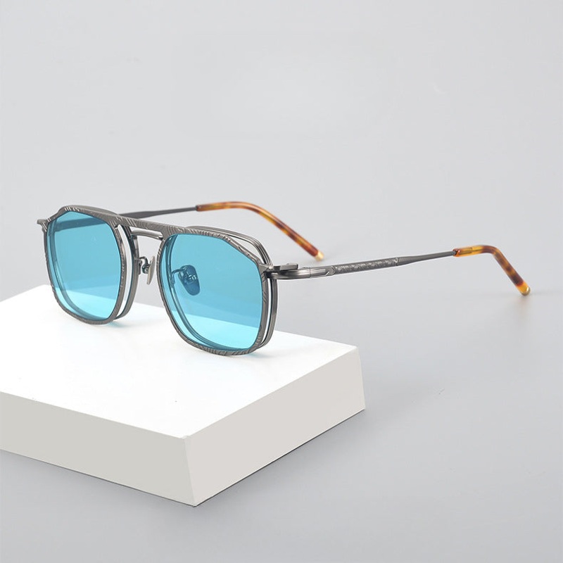 Rana Square Titanium Glasses Frame With Magnetic Sunglasses Clips