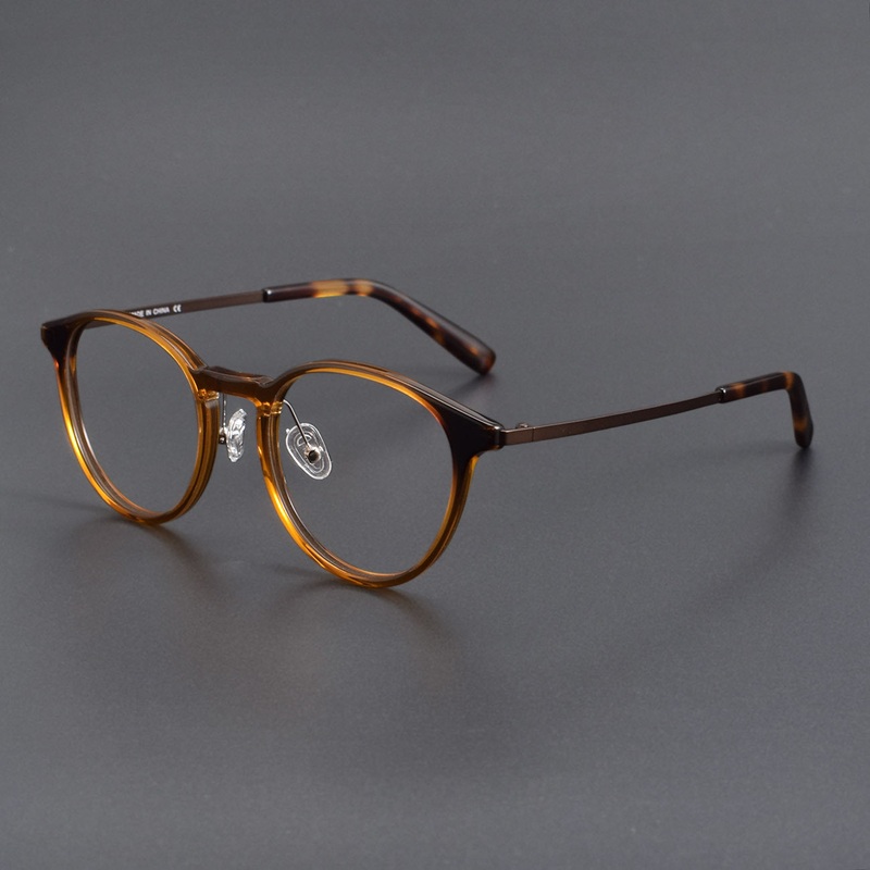 Tan Versatile Round Acetate Glasses Frame