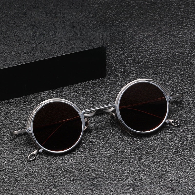Von Round Titanium Glasses Frame With Magnetic Sunglasses Clips