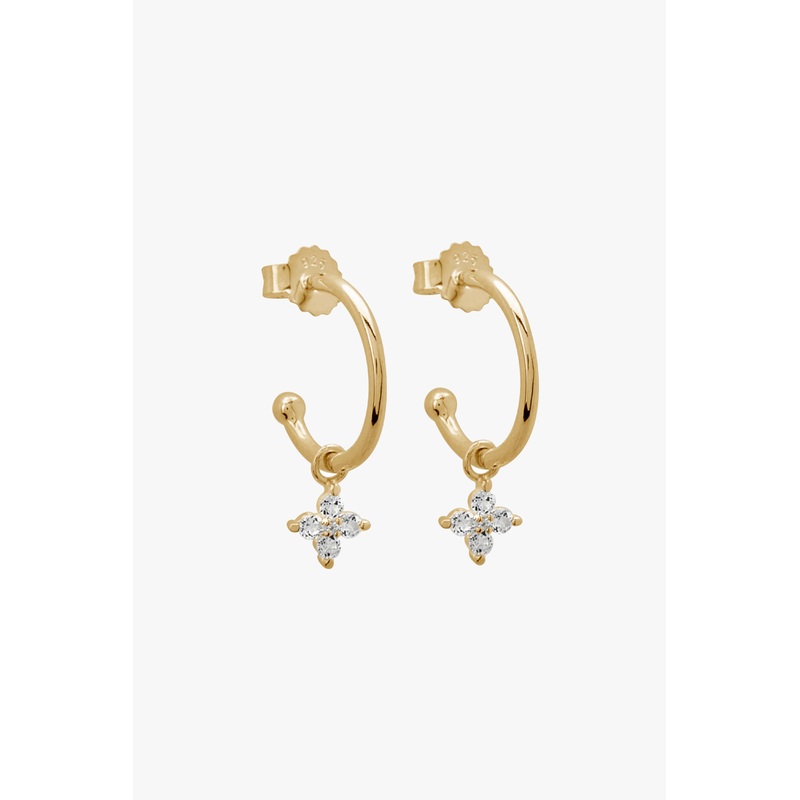 Clover Diamante 18k Gold Plated Hoop EOL Earrings