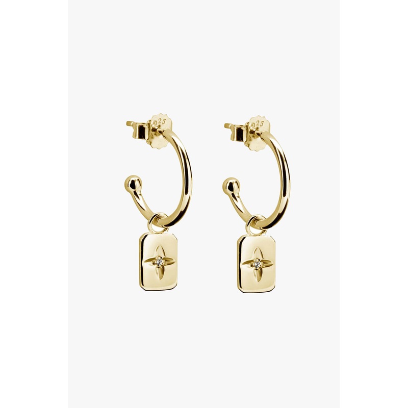Clover Rectangle 18k Gold Plated EOL Earrings