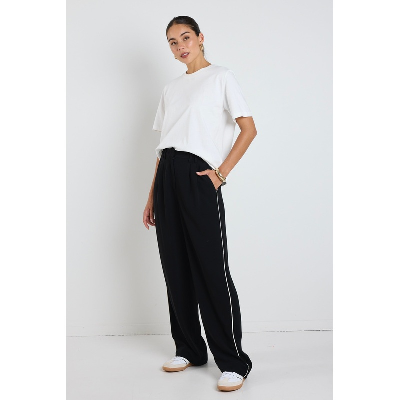 Collective Black Piped Trim Pants