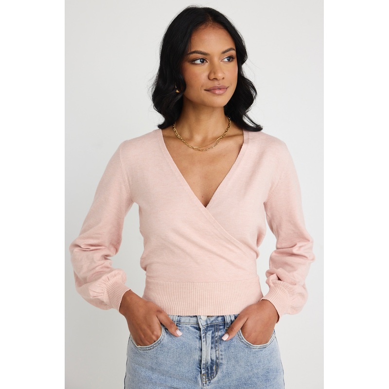 Cross My Heart Blush Ballerina Fine Knit Wrap Cardigan