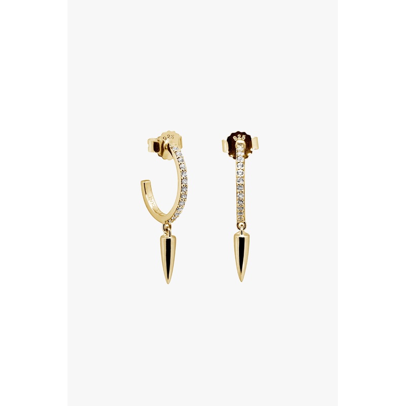 Dagger White Diamante 18k Gold Plated Hoop EOL Earrings