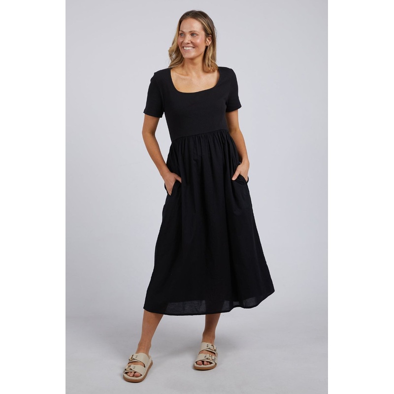 Ella Black SS Midi Dress